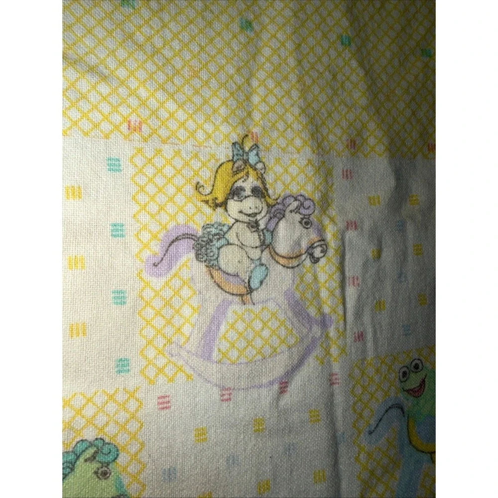Muppet Babies Baby Blanket  Jim Henson Yellow Vintage Receiving
